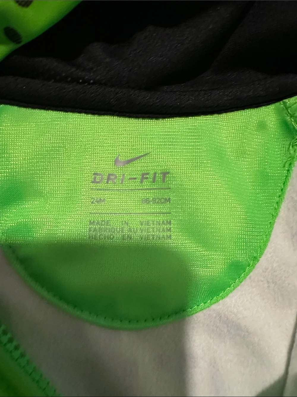Nike Kids' Neon Green Hooded Dri-Fit Zip-Up Jacket with Black Swoosh Print